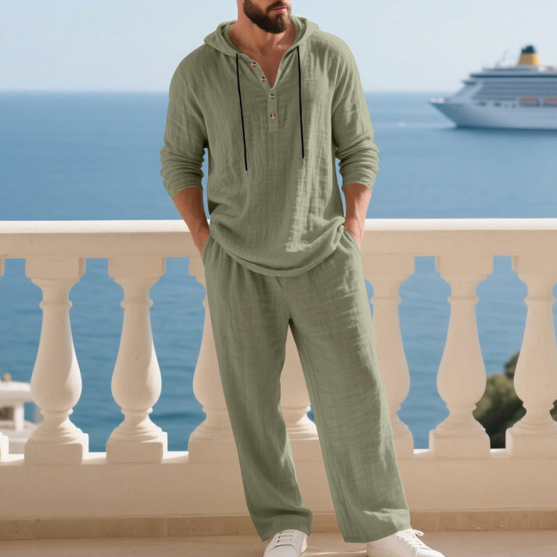 📢📢60% OFF !!!Men's Hooded Casual Loose Top & Pants 2-Piece Set